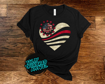 "Firefighter" Heart Design T-shirt